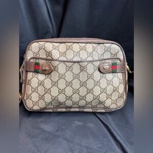 Gucci Vintage GG Supreme Sherry Line Brown Monogram Crossbody Bag with COA